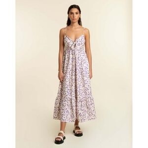 NWT FRNCH NADEGE DRESS tied bust floral dress in patterned ecru sz M